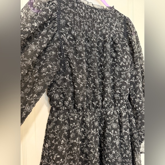 Madewell Ruffle-Neck Button-Front Mini Dress Dotted Vines Medium - Picture 8 of 8